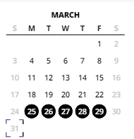 District School Academic Calendar for Hazeldale Elementary School for March 2024