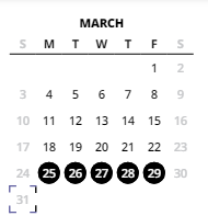 District School Academic Calendar for Mountain View Middle School for March 2024