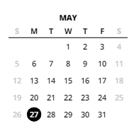 District School Academic Calendar for Hazeldale Elementary School for May 2024