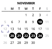 District School Academic Calendar for Oak Hills Elementary School for November 2023