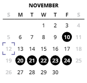 District School Academic Calendar for Hazeldale Elementary School for November 2023