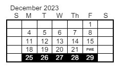 District School Academic Calendar for Bertha Barber Elementary Sch for December 2023