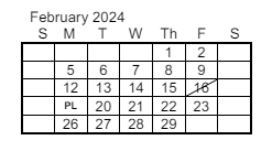 District School Academic Calendar for Bertha Barber Elementary Sch for February 2024