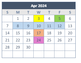 District School Academic Calendar for Transition Program for April 2024