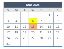 District School Academic Calendar for Transition Program for March 2024