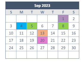 District School Academic Calendar for Transition Program for September 2023