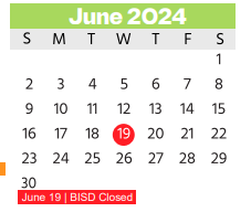 District School Academic Calendar for Grace E Hardeman Elementary for June 2024