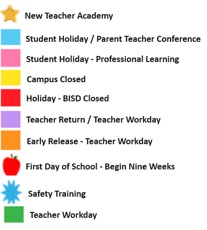 District School Academic Calendar Legend for Grace E Hardeman Elementary