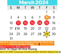 District School Academic Calendar for Grace E Hardeman Elementary for March 2024
