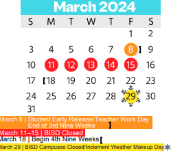 District School Academic Calendar for Walker Creek Elementary for March 2024