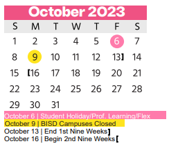District School Academic Calendar for Grace E Hardeman Elementary for October 2023