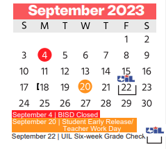 District School Academic Calendar for Haltom Middle for September 2023