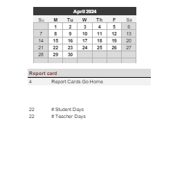 District School Academic Calendar for George Washington Carver High School for April 2024