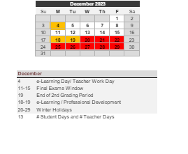 District School Academic Calendar for Engle Day Treatment for December 2023