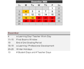 District School Academic Calendar for Workshop Incorporate for December 2023