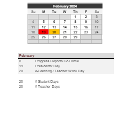District School Academic Calendar for Epic School for February 2024