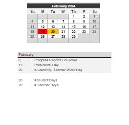 District School Academic Calendar for Oliver Elementary School for February 2024