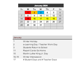 District School Academic Calendar for Martha Gaskins Middle School for January 2024