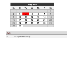District School Academic Calendar for Epic School for July 2023