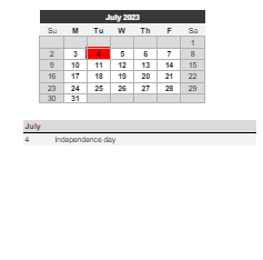 District School Academic Calendar for Barrett Elementary School for July 2023