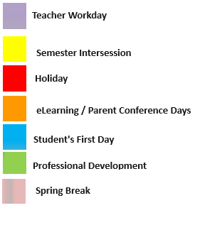 District School Academic Calendar Legend for Christian Alternative School