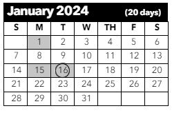 District School Academic Calendar for Horizon Middle School for January 2024