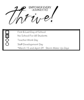 District School Academic Calendar Legend for Horizon Middle School
