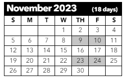 District School Academic Calendar for Horizon Middle School for November 2023