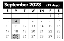 District School Academic Calendar for Horizon Middle School for September 2023