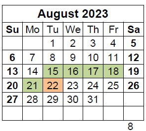 District School Academic Calendar for Barnwell Middle for August 2023
