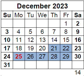 District School Academic Calendar for Barnwell Middle for December 2023