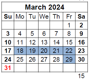 District School Academic Calendar for Barnwell Middle for March 2024
