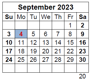 District School Academic Calendar for Barnwell Middle for September 2023