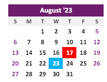 District School Academic Calendar for Burlington Elementary School for August 2023