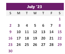 District School Academic Calendar for Burlington Elementary School for July 2023