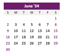 District School Academic Calendar for Burlington Elementary School for June 2024