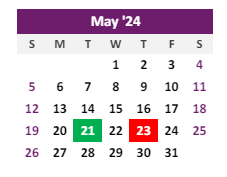 District School Academic Calendar for Burlington Elementary School for May 2024