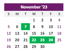 District School Academic Calendar for Burlington Elementary School for November 2023