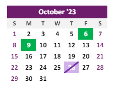 District School Academic Calendar for Burlington Elementary School for October 2023
