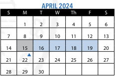 District School Academic Calendar for The Engineering School for April 2024