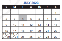District School Academic Calendar for The Engineering School for July 2023