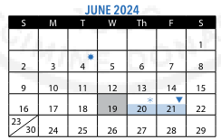 District School Academic Calendar for Phineas Bates for June 2024