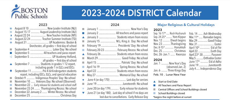 District School Academic Calendar Key for Brook Farm Business And Service Career Academy