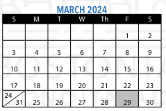District School Academic Calendar for The Engineering School for March 2024