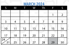 District School Academic Calendar for Boston Middle School Academy for March 2024