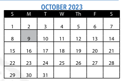 District School Academic Calendar for The Engineering School for October 2023