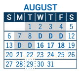 District School Academic Calendar for Monarch K-8 School for August 2023