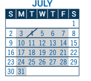 District School Academic Calendar for Halcyon School (special Education) for July 2023