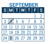 District School Academic Calendar for Horizons K-8 Alternative Charter School for September 2023