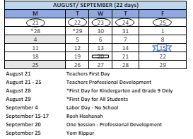 District School Academic Calendar for Hall School for August 2023